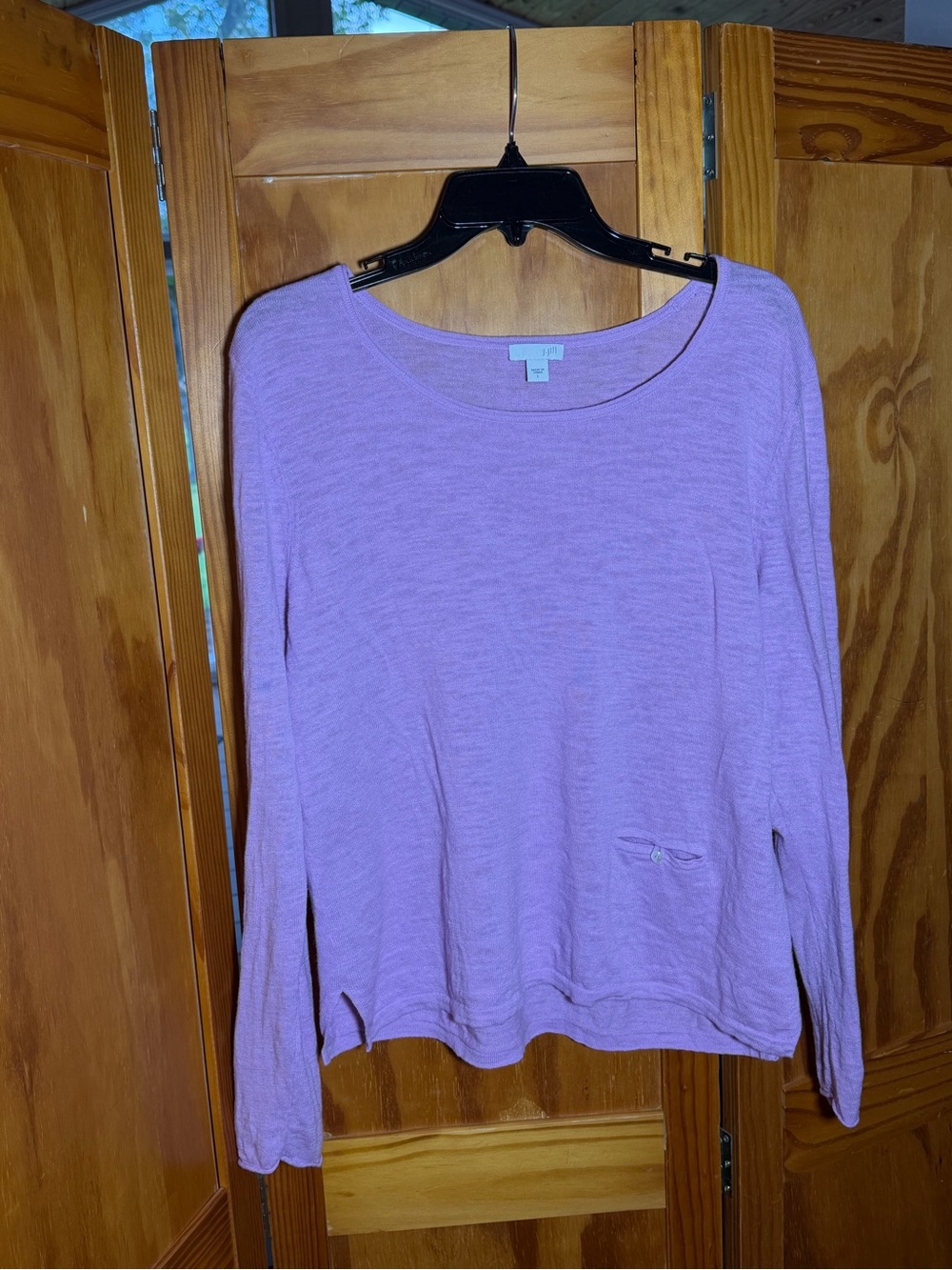 J. Jill Lavender Long-Sleeve Scoop Neck Linen Blend Sweater|Sz L